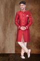 Maroon Jaquard Mens Sherwani (NMK-6754)