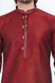 Maroon Jaquard Silk Brocade Kurta for Men (NMK-7739)