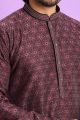 Maroon Jaquard Silk Kurta Pajama (NMK-7573)