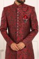 Maroon Mens Jaquard Indo Western (NMK-6115)