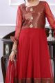 Maroon Net, Brocade Girls Anarkali Dress (NFG-174)