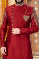 Maroon Silk Sherwani (NMK-4295)