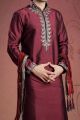 Maroon Tuffeta Designer Kurta Pajama (NMK-2057)