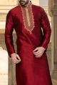 Maroon Tuffeta Indian Kurta Pajama (NMK-2915)