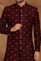 Maroon Velvet Sherwani (NMK-5784)