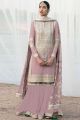 Mauve Faux Georgette Embroidered Plazzo Suit (NWS-6992)