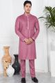 Mauve Linen Cotton Kurta Pajama (NMK-7585)