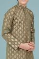 Mehendi Green Printed Cotton Silk Boys Kurta (NKK-688)