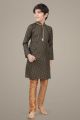 Mehendi Green Printed Cotton Silk Kurta for Boys (NKK-693)