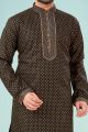 Mehndi Green Printed Cotton Silk Kurta Pajama (NMK-4820)