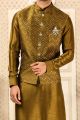 Mustard Art Banarasi Silk Nehru Jacket (NMK-6334)