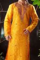 Mustard Art Dupion Designer Kurta Pajama (NMK-1167)