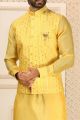 Mustard Art Silk Nehru Jacket (NMK-6341)