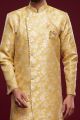 Mustard Banarasi Jaquard Mens Indo Western (NMK-6983)