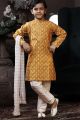 Mustard Cotton Printed Boys Kurta Pajama (NKK-746)