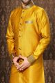 Mustard Giccha Silk Indo Western Kurta (NMK-3186)