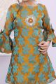 Mustard, Green Brocade Girls Salwar Suit (NFG-182)