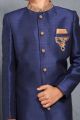 Navy Blue Art Silk Boys Sherwani (NKK-726)