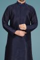 Navy Blue Art Silk Kurta Pajama (NMK-5141)