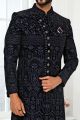 Navy Blue Art Silk Mens Indo Western (NMK-6288)