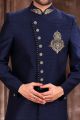 Navy Blue Art Silk Mens Indo Western (NMK-7284)