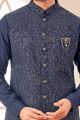 Navy Blue Art Silk Nehru Jacket (NMK-8017)