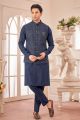 Navy Blue Art Silk Nehru Jacket (NMK-8017)