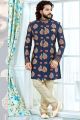 Navy Blue Art Silk Sherwani (NMK-4128)