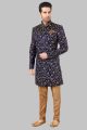 Navy Blue Art Silk Sherwani (NMK-5255)