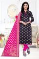 Navy Blue Banarasi Silk Salwar Suit (NWS-6378)