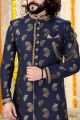 Navy Blue Banarasi Silk Sherwani (NMK-4300)