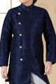 Navy Blue Banglori Silk Indo Western Kurta (NKK-639)