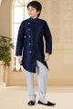 Navy Blue Banglori Silk Indo Western Kurta (NKK-639)