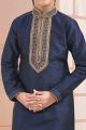 Navy Blue Banglori Silk Kids Kurta Pajama (NKK-670)