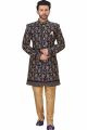 Navy Blue Banglori Silk Sherwani for Men (NMK-4963)