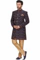 Navy Blue Banglori Silk Sherwani (NMK-4964)