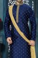 Navy Blue Chanderi Jaquard Kurta Pajama (NMK-3830)