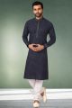 Navy Blue Cotton Kurta Pajama (NMK-5763)