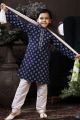 Navy Blue Cotton Printed Kurta for Boys (NKK-769)