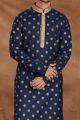 Navy Blue Cotton Printed Kurta Pajama (NMK-5479)