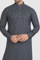 Navy Blue Cotton Printed Kurta Pajama (NMK-5734)