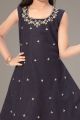 Navy Blue Cotton Silk Girls A Line dress (NFG-246)