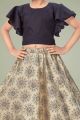 Navy Blue Cotton Silk Girls Lehenga Choli (NFG-258)