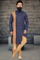 Navy Blue Cotton Silk Indo Western (NMK-6774)