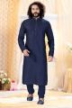 Navy Blue Cotton Silk Kurta Pajama (NMK-4258)