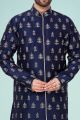 Navy Blue Dupion Silk Kurta Pajama (NMK-4825)