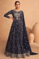 Navy Blue Faux Georgette Anarkali Salwar Suit (NWS-7001)