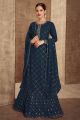 Navy Blue Faux Georgette Plazzo Salwar Suit (NWS-7007)