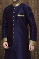 Navy Blue Giccha Silk Indo Western Kurta (NMK-3189)