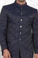 Navy Blue Imported Jaquard Silk Indo Western (NMK-7220)